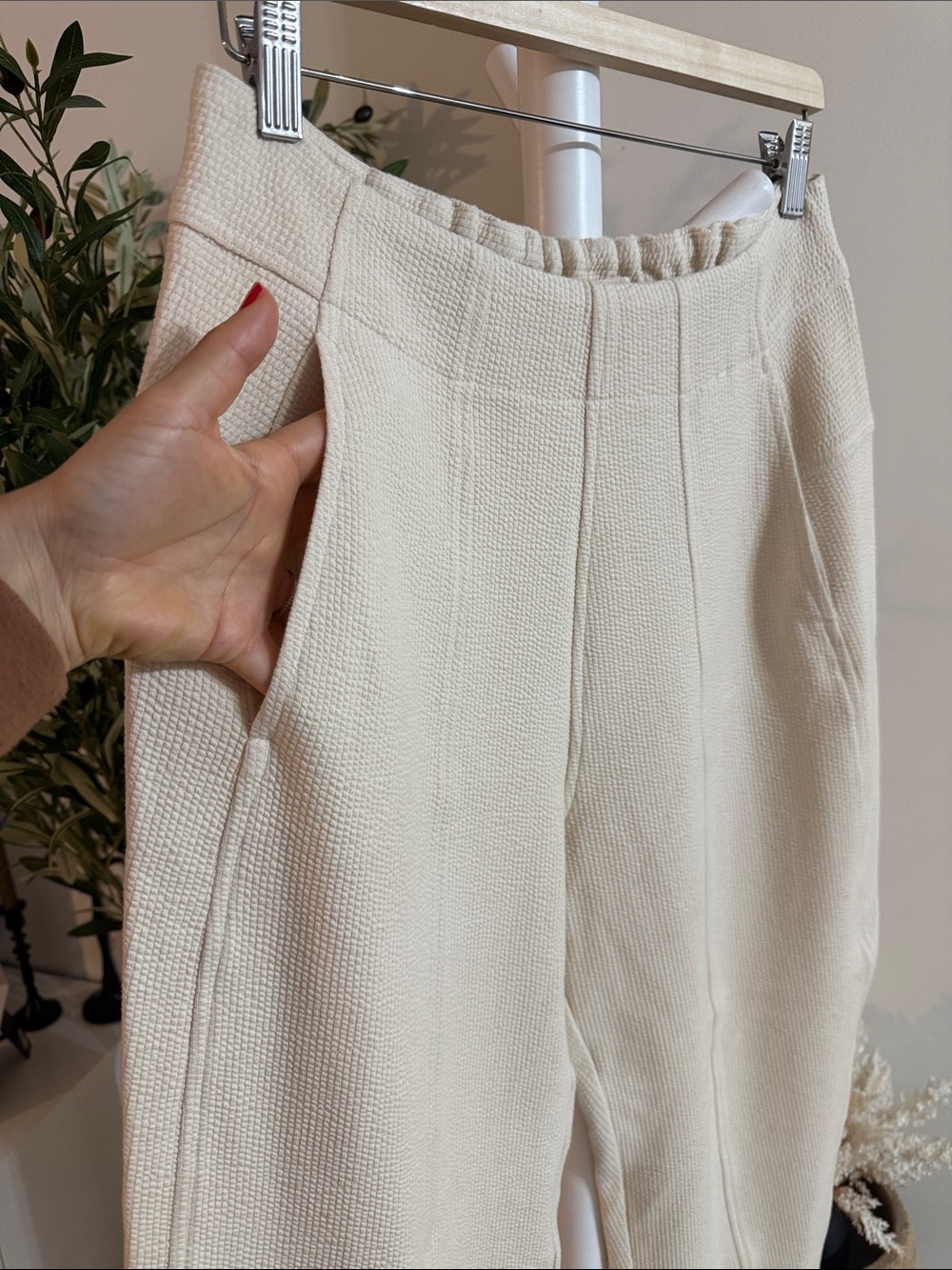 PROCHE studios Aldous Barrel Jogger Cream cotton pants Textured Trousers - Picture 9 of 12